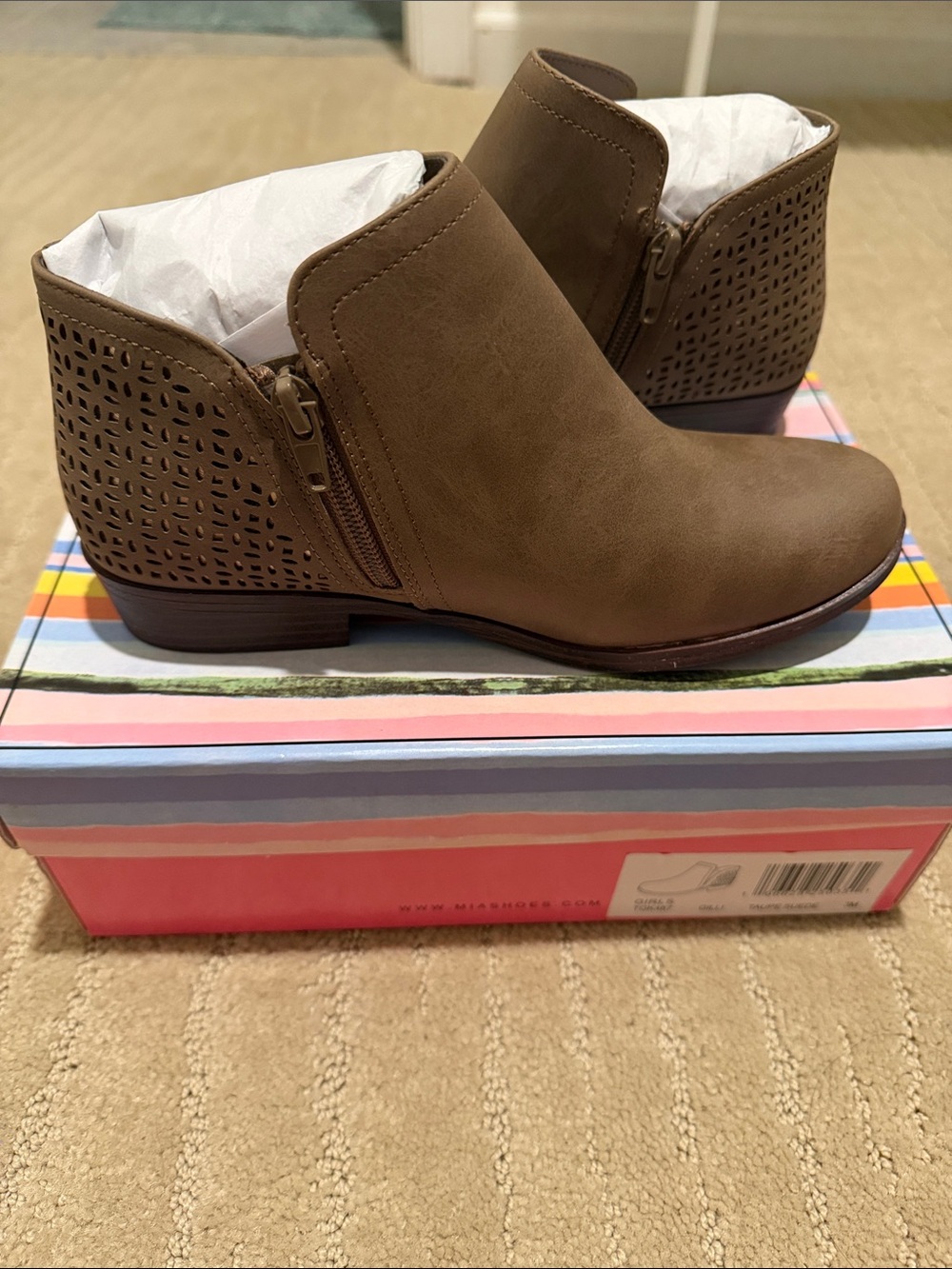 MIA Kids Brown Cutout Ankle Boots